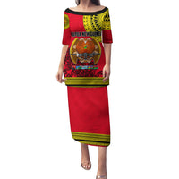 Papua New Guinea Puletasi Melanesian Festival 2023 LT6 Long Dress Red - Polynesian Pride