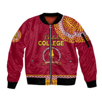 Tonga School Beulah College Sleeve Zip Bomber Jacket Tribal Pattern LT6 Unisex Maroon - Polynesian Pride