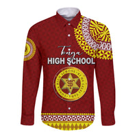 Tonga School Tonga High School Long Sleeve Button Shirt Tribal Pattern LT6 Unisex Maroon - Polynesian Pride