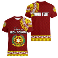 Tonga School Vava'u High School Women V Neck T Shirt Tribal Pattern LT6 - Polynesian Pride