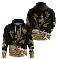 Polynesian Tribal Hoodie with Sharks Tattoo Gold LT6 - Polynesian Pride