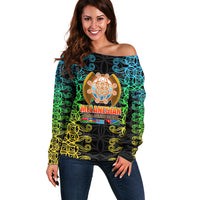Melanesian Festival 2023 Off Shoulder Sweater Tribal Patterns LT6 Women Black - Polynesian Pride