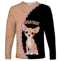 Custom Chihuahua Dog Long Sleeve Shirt With Polynesian Tribal Tattoo LT6 Unisex Black - Polynesian Pride