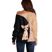 Custom Chihuahua Dog Off Shoulder Sweater With Polynesian Tribal Tattoo LT6 - Polynesian Pride