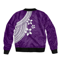 Polynesian Bomber Jacket With Plumeria Flower Purple LT6 - Polynesian Pride