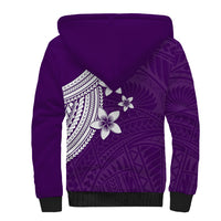 Polynesian Sherpa Hoodie With Plumeria Flower Purple LT6 - Polynesian Pride