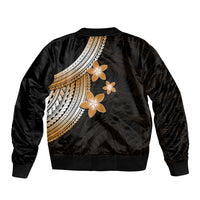 Polynesian Bomber Jacket With Plumeria Flower Gold LT6 - Polynesian Pride