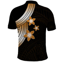 Polynesian Polo Shirt With Plumeria Flower Gold LT6 - Polynesian Pride