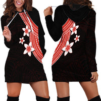 Polynesian Hoodie Dress With Plumeria Flower Red LT6 - Polynesian Pride
