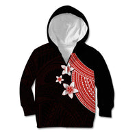 Polynesian Kid Hoodie With Plumeria Flower Red LT6 Zip Hoodie Red - Polynesian Pride