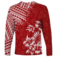 Hawaii Summer Long Sleeve Shirt Mix Polynesian Red LT6 - Polynesian Pride