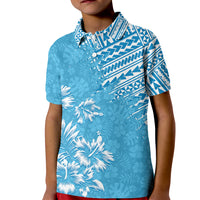 Hawaii Summer Kid Polo Shirt Mix Polynesian Light Blue LT6 Kid Blue - Polynesian Pride