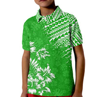 Hawaii Summer Kid Polo Shirt Mix Polynesian Green LT6 Kid Green - Polynesian Pride