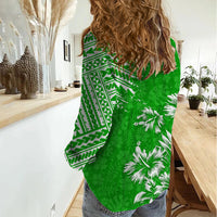 Hawaii Summer Women Casual Shirt Mix Polynesian Green LT6 - Polynesian Pride