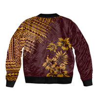 Hawaii Summer Sleeve Zip Bomber Jacket Mix Polynesian Brown LT6 - Polynesian Pride