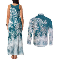 Polynesian Sea Turtle Couples Matching Tank Maxi Dress and Long Sleeve Button Shirts Tribal LT6 - Polynesian Pride