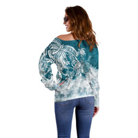 Polynesian Sea Turtle Off Shoulder Sweater Tribal LT6 - Polynesian Pride