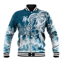 Polynesian Sea Turtle Baseball Jacket Tribal Blue LT6 Unisex Blue - Polynesian Pride