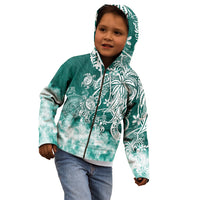 Polynesian Sea Turtle Kid Hoodie Tribal Green LT6 - Polynesian Pride