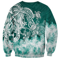 Polynesian Sea Turtle Sweatshirt Tribal Green LT6 - Polynesian Pride