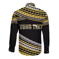 (Custom Personalised) Happy Fathers Day Polynesian Long Sleeve Button Shirt I Love You Dad Gold LT6 - Polynesian Pride