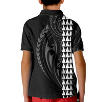 Polynesian Kid Polo Shirt Hawaiian Warrior and Aloha Girl With Hammerhead Shark Tattoos White LT6 - Polynesian Pride