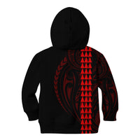 Polynesian Kid Hoodie Hawaiian Warrior and Aloha Girl With Hammerhead Shark Tattoos Red LT6 - Polynesian Pride