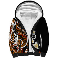 Plumeria Polynesian Sherpa Hoodie Trending Brown LT6 Unisex Brown - Polynesian Pride