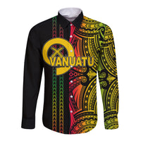 Custom Vanuatu Long Sleeve Button Shirt Polynesian Tribal LT6 Unisex Black - Polynesian Pride