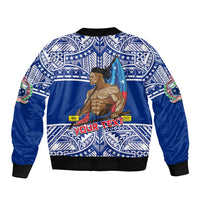 (Custom Personalised) Samoa Pride Bomber Jacket Tribal Patterns Blue LT6 - Polynesian Pride