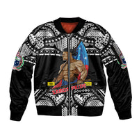 (Custom Personalised) Samoa Pride Sleeve Zip Bomber Jacket Tribal Patterns Black LT6 Unisex Black - Polynesian Pride