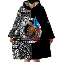(Custom Personalised) Samoa Pride Wearable Blanket Hoodie Polynesian Patterns Black LT6 - Polynesian Pride