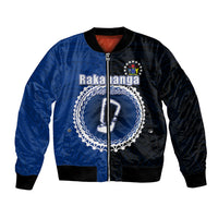 Custom Rakahanga Of Cook Islands Bomber Jacket Mix Half Black LT6 Unisex Blue - Polynesian Pride