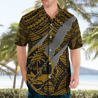 Polynesian Guam Hawaiian Shirt with Coat Of Arms Claws Style - Gold LT6 - Polynesian Pride
