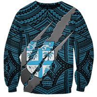 Polynesian Fiji Sweatshirt with Coat Of Arms Claws Style - Blue LT6 Unisex Blue - Polynesian Pride