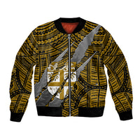Polynesian Fiji Bomber Jacket with Coat Of Arms Claws Style - Gold LT6 Unisex Gold - Polynesian Pride