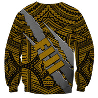 Polynesian Fiji Sweatshirt with Coat Of Arms Claws Style - Gold LT6 - Polynesian Pride