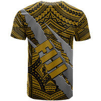 Polynesian Fiji T Shirt with Coat Of Arms Claws Style Gold LT6 - Polynesian Pride