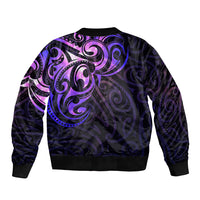 New Zealand Sleeve Zip Bomber Jacket Maori Matariki Galaxy Sky Purple LT6 - Polynesian Pride