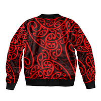 New Zealand Bomber Jacket Maori Pattern Red LT6 - Polynesian Pride