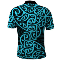 New Zealand Polo Shirt Maori Pattern Light Blue LT6 - Polynesian Pride