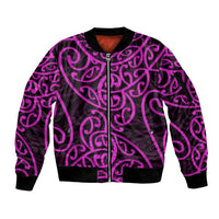 New Zealand Sleeve Zip Bomber Jacket Maori Pattern Purple LT6 Unisex Purple - Polynesian Pride