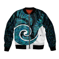 New Zealand Bomber Jacket Maori With Silver Fern Papua Shell Green Ver.1 LT6 Unisex Green - Polynesian Pride