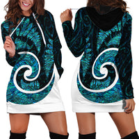New Zealand Hoodie Dress Maori With Silver Fern Papua Shell Green Ver.1 LT6 - Polynesian Pride