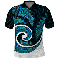 New Zealand Polo Shirt Maori With Silver Fern Papua Shell Green Ver.1 LT6 Green - Polynesian Pride