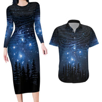 Matariki Te Tau Hou Māori Couples Matching Long Sleeve Bodycon Dress and Hawaiian Shirt New Zealand Starry Sky LT7 Galaxy - Polynesian Pride