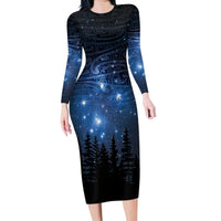 Matariki Te Tau Hou Māori Family Matching Long Sleeve Bodycon Dress and Hawaiian Shirt New Zealand Starry Sky