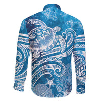 World Ocean Day Polynesian Pattern Family Matching Long Sleeve Bodycon Dress and Hawaiian Shirt Crystal Waves LT7 - Polynesian Pride