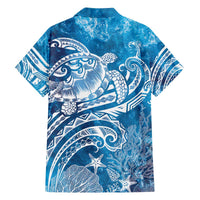 World Ocean Day Polynesian Pattern Family Matching Off The Shoulder Long Sleeve Dress and Hawaiian Shirt Crystal Waves LT7 - Polynesian Pride
