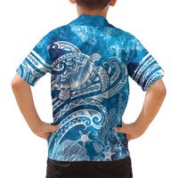 World Ocean Day Polynesian Pattern Family Matching Short Sleeve Bodycon Dress and Hawaiian Shirt Crystal Waves LT7 - Polynesian Pride